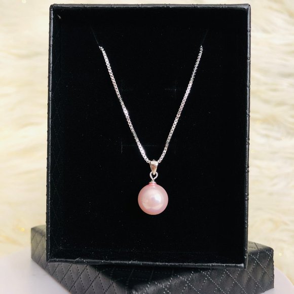 Solid 925Sterling Silver Pearl Necklace - Picture 3 of 15